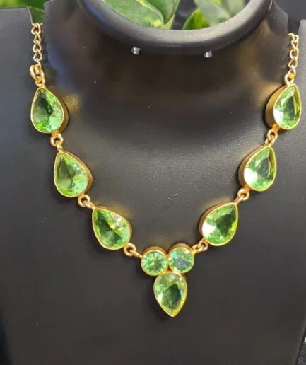 Nia Semi Precious Pista Green Stone Neckpiece