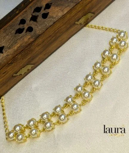 double layered pearl choker