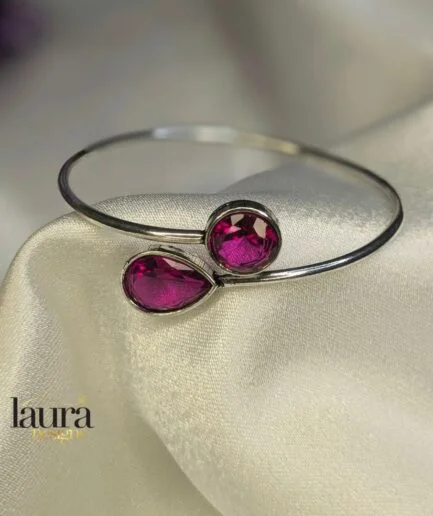 glossy pink stone bangle