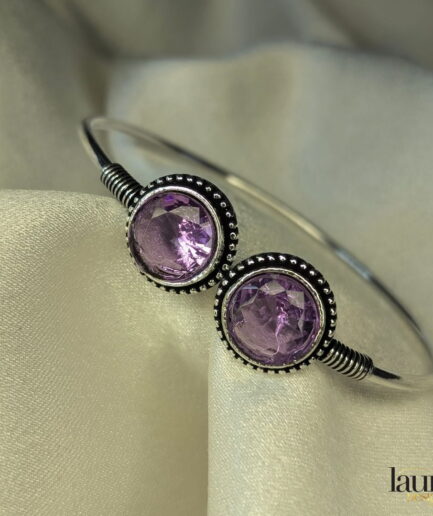 brass silver polish purple stone bangle