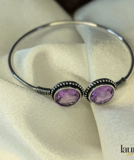 brass silver polish purple stone bangle