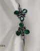 Ardra Adjustable Silver Polished Green Stone Bangle