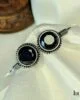 Shilpa Adjustable Silver Polished Black Stone Bangle