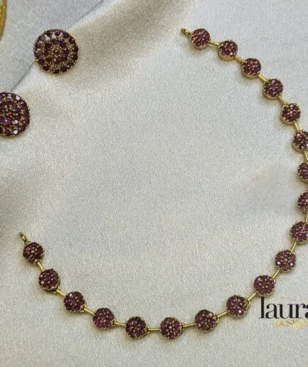 pink stone necklace set