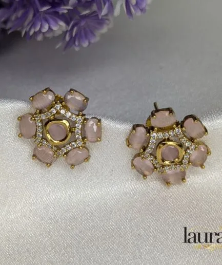 light pink stone earrings (2)
